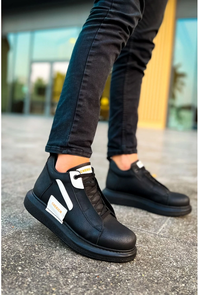 Shoecide Sho131 Bağcıklı Yüksek Taban Gst Frogner Erkek Bot Sıyah/beyaz