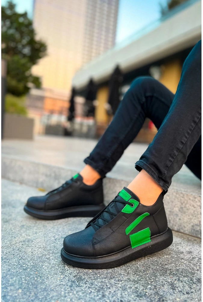 Shoecide Sho131 Bağcıklı Yüksek Taban Gst Frogner Erkek Bot Sıyah / Yesıl