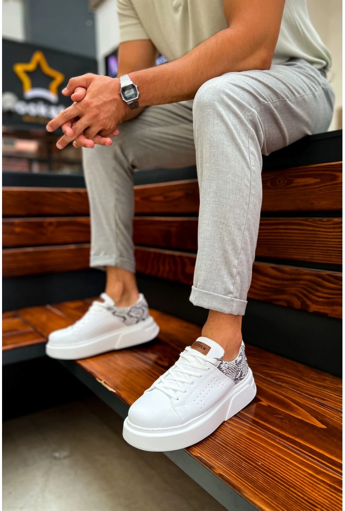 Shoecide Sho145 Bağcıklı Yüksek Taban Cbt Sauerbergg Erkek Ayakkabı Beyaz