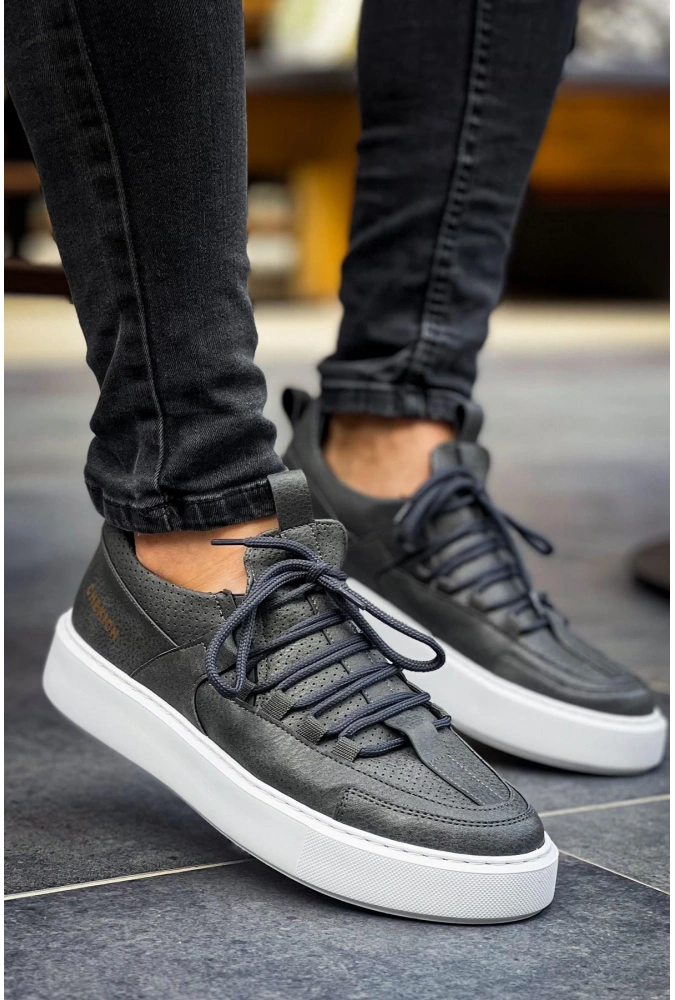 Shoecide Sho159 Bağcıklı Yüksek Taban Cbt Saturn Erkek Ayakkabı Antrasıt