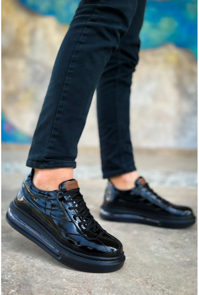 Shoecide Sho171 Bağcıklı Balon Yüksek Taban Rst Ariaso Erkek Ayakkabı Sıyah