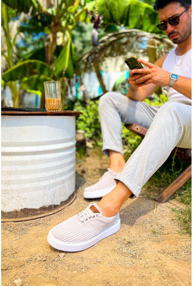 Shoecide Sho173 Bağcıklı Yüksek Taban Fitilli  Kbt Velluto Erkek Ayakkabı Grı