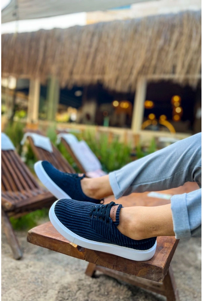 Shoecide Sho173 Bağcıklı Yüksek Taban Fitilli  Kbt Velluto Erkek Ayakkabı Sıyah