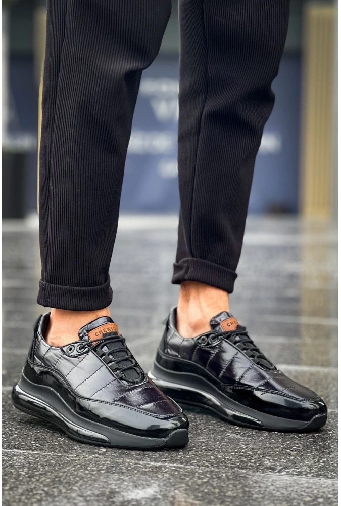 Shoecide Sho179 Bağcıklı Yüksek Taban Rst Sporty Runner Erkek Ayakkabı Sıyah