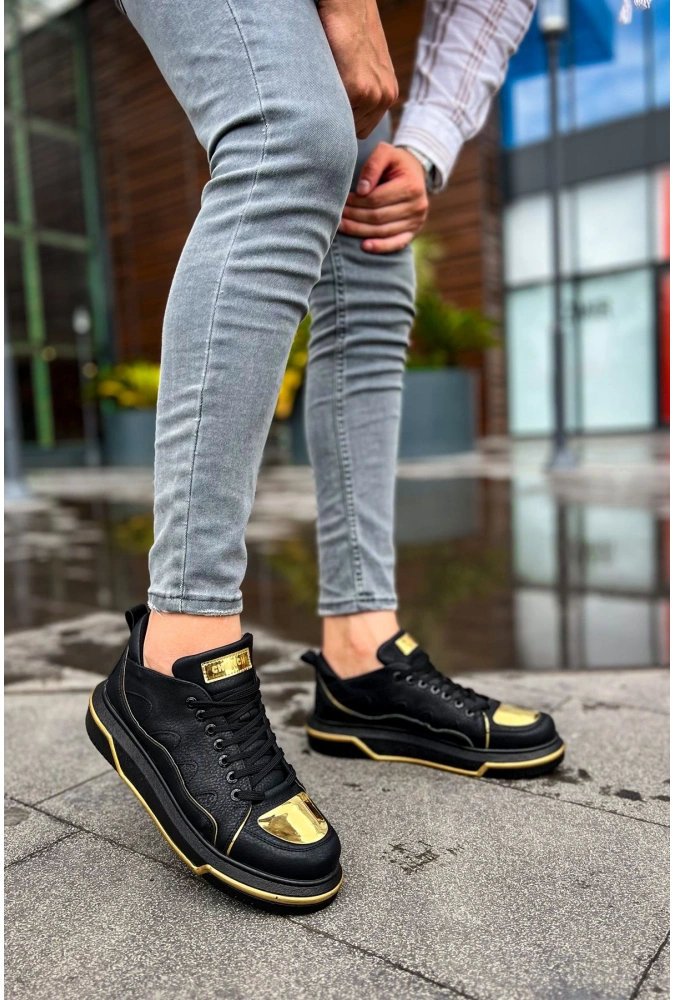 Shoecide Sho183 Cst Jet Setter Mirror Erkek Ayakkabı Sıyah/altın