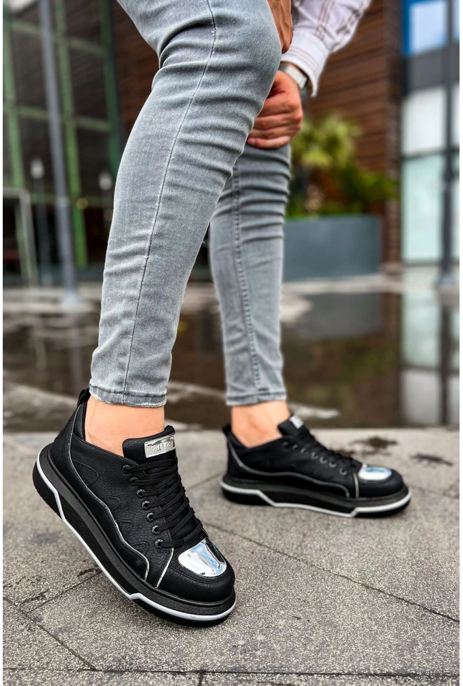 Shoecide Sho183 Cst Jet Setter Mirror Erkek Ayakkabı Sıyah/gumus