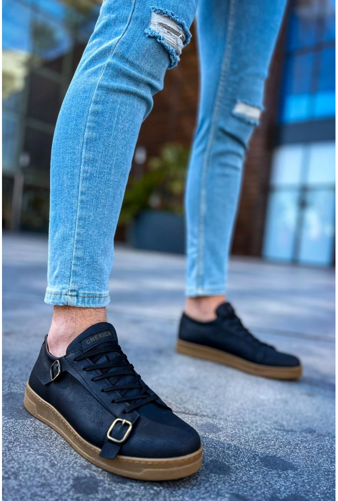 Shoecide Sho191 Bağcıklı Toka Detaylı Ckt Side Buckle Erkek Ayakkabı Sıyah