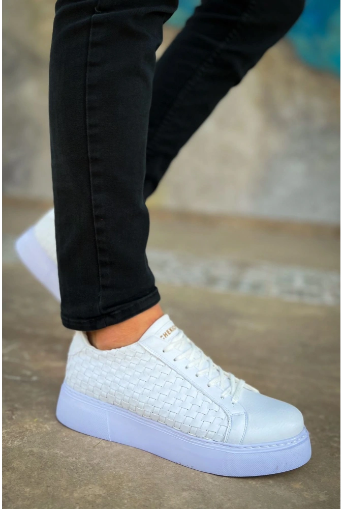 Shoecide Sho203 Bağcıklı Özel Tasarım Obt Maglieria Erkek Ayakkabı Beyaz