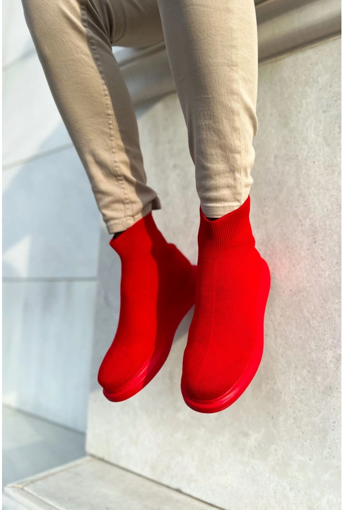 Shoecide Sho207 Lastikli Trt Maglieria-t Erkek Spor Bot Kırmızı