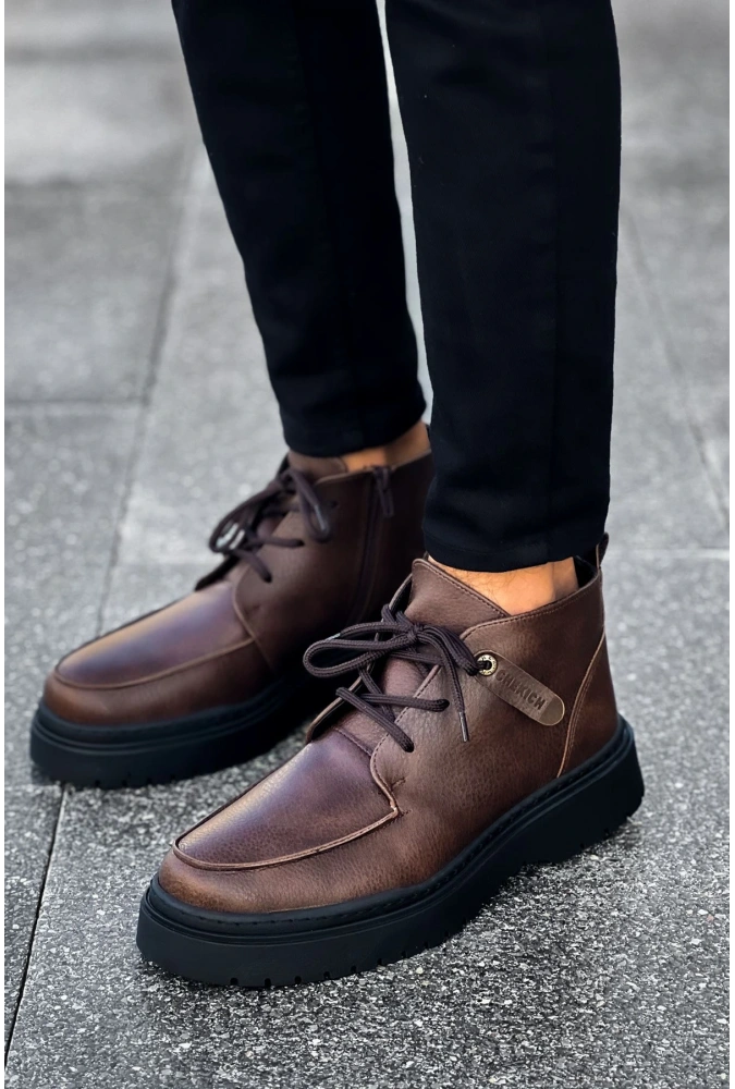 Shoecide Sho213 Bağcıklı Yüksek Taban Süet Cst Bryggen Erkek Spor Bot Kahve
