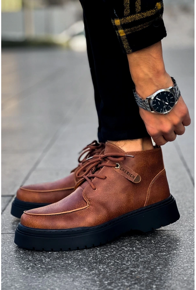 Shoecide Sho213 Bağcıklı Yüksek Taban Cst Bryggen Erkek Spor Bot Taba