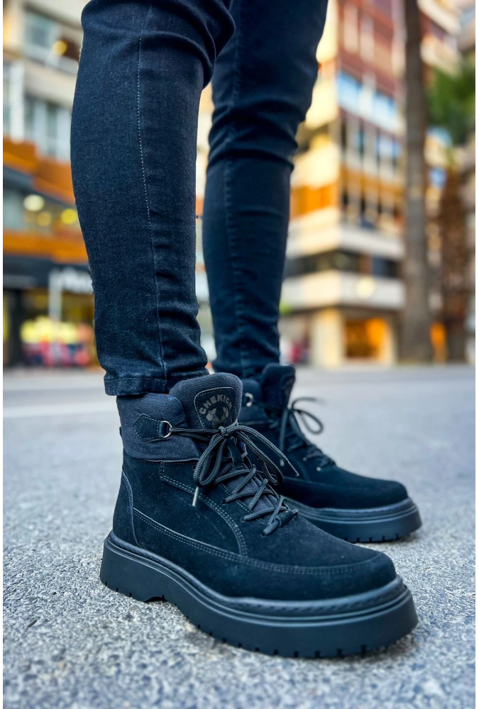 Shoecide Sho225 Bağcıklı Yüksek Taban Srt Impact Erkek Bot Sıyah