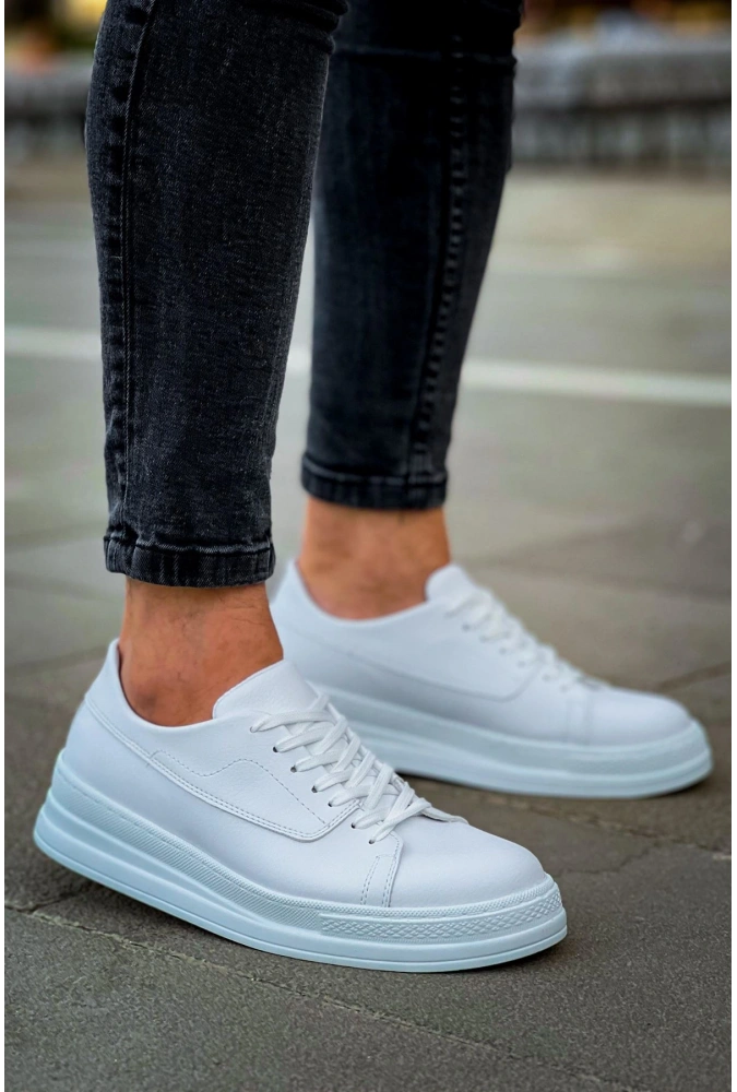 Shoecide Sho2401 Bağcıklı Yüksek Taban Cbt Erkek Ayakkabı Beyaz