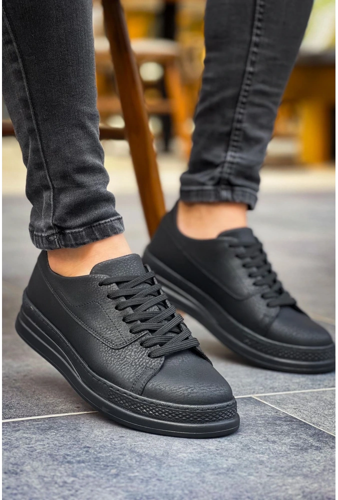 Shoecide Sho2401 Bağcıklı Yüksek Taban Cst Erkek Ayakkabı Sıyah