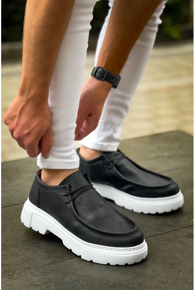 Shoecide Sho2404 Bağcıklı Yüksek Taban Cbt Castle Erkek Ayakkabı Loafer Sıyah