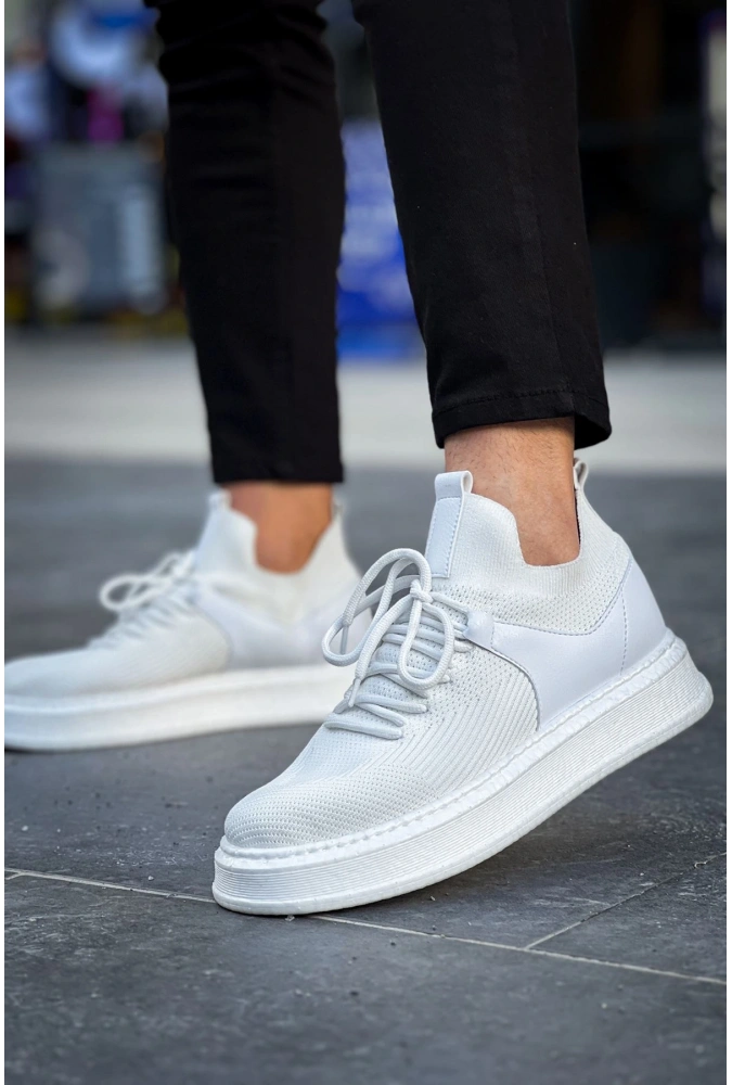 Shoecide Sho2408 Bağcıklı Yüksek Taban Tbt Fusion Erkek Spor Ayakkabı Beyaz