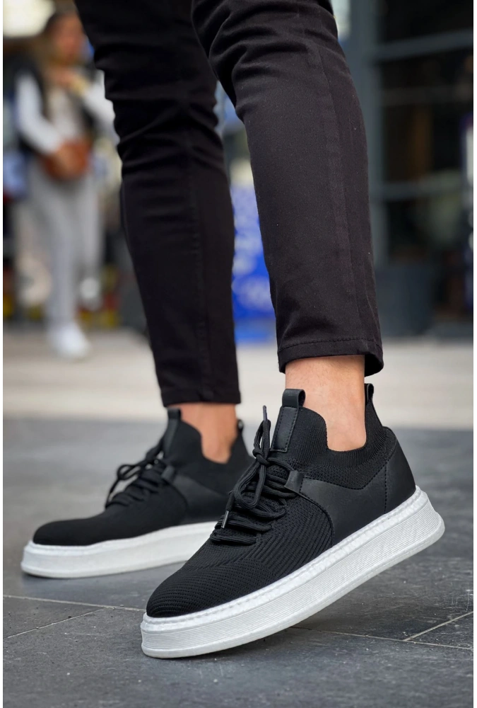 Shoecide Sho2408 Bağcıklı Yüksek Taban Tbt Fusion Erkek Spor Ayakkabı Sıyah