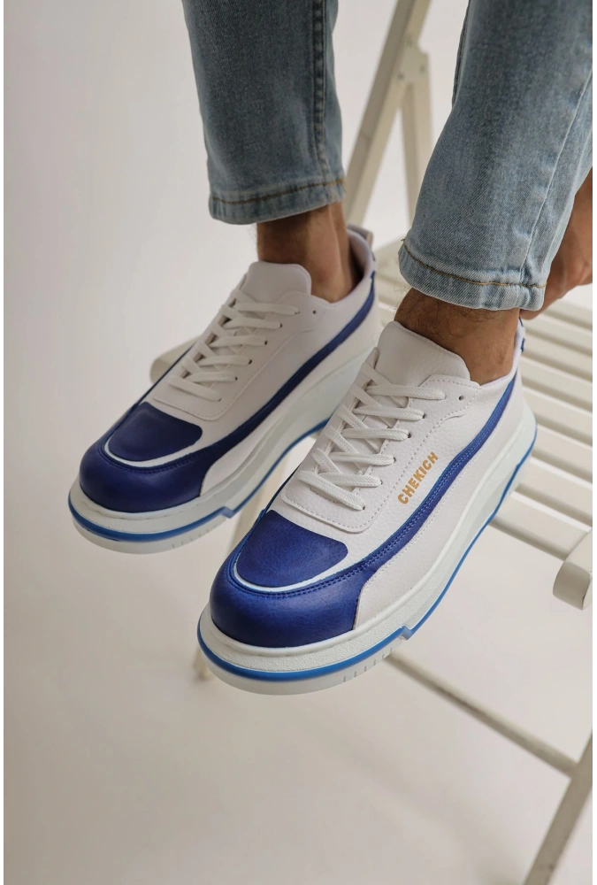 Shoecide Sho241 Bağcıklı Yüksek Taban Özel Tasarım Cbt Signature Line Up Erkek Ayakkabı Sax Mavı/beyaz