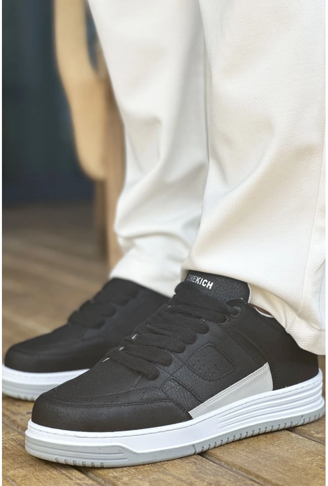 Shoecide Sho2410 Bağcıklı Yüksek Taban Cbt Avax  Erkek Spor Ayakkabı Sıyah