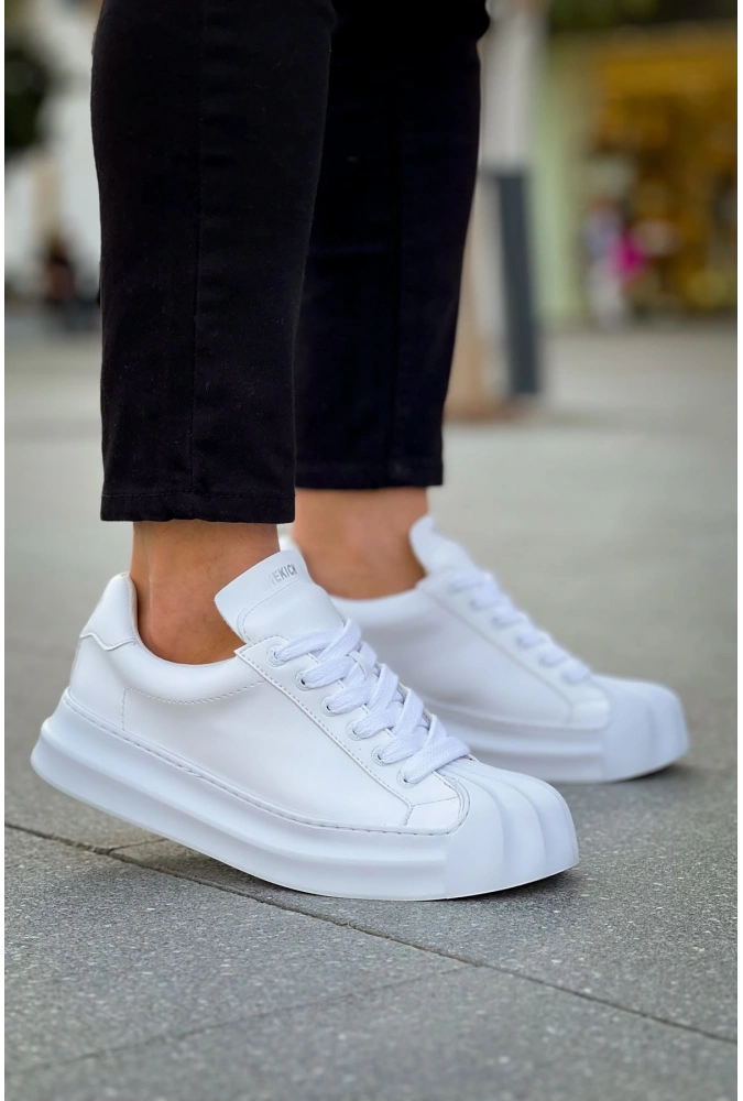 Shoecide Sho2411 Bağcıklı Yüksek Taban Özel Tasarım Artenay  Erkek Ayakkabı Beyaz