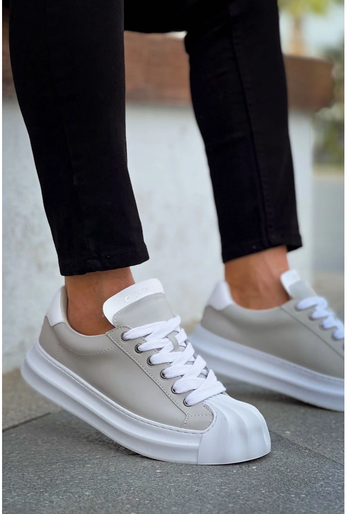 Shoecide Sho2411 Bağcıklı Yüksek Taban Özel Tasarım Artenay  Erkek Ayakkabı Grı