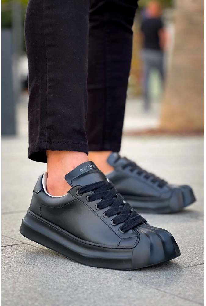 Shoecide Sho2411 Bağcıklı Yüksek Taban Özel Tasarım Fst Artenay Erkek Ayakkabı Sıyah