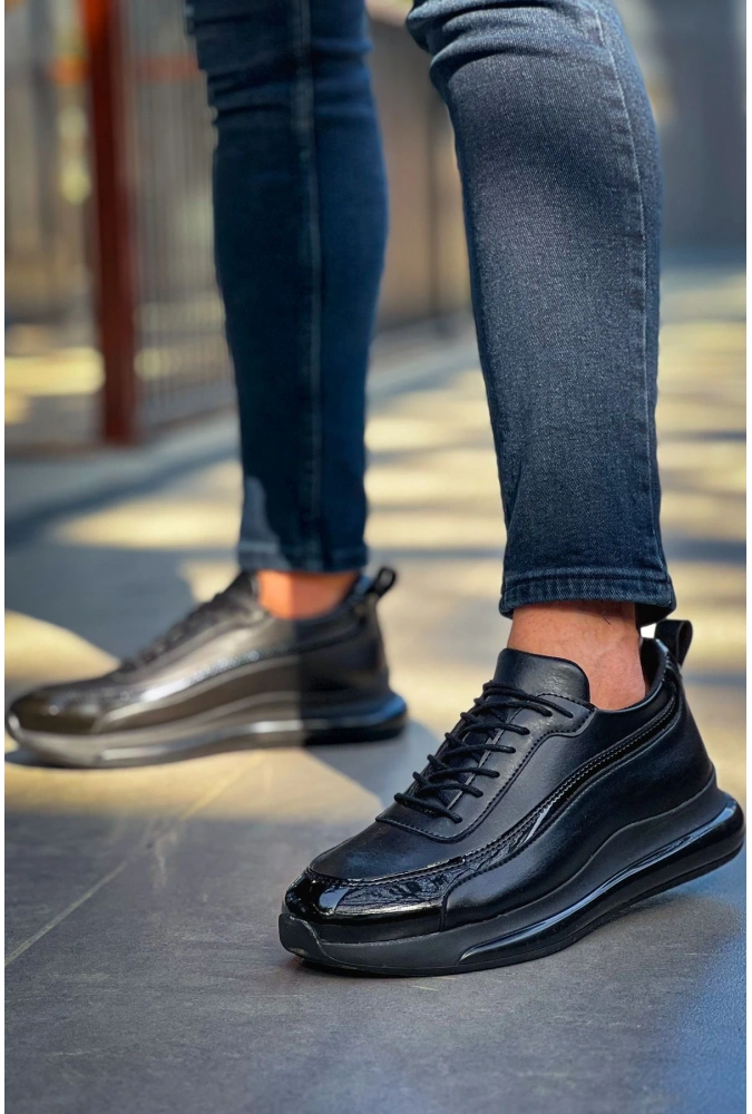 Shoecide Sho2419 Bağcıklı Yüksek Taban Fst Erkek Ayakkabı Sıyah