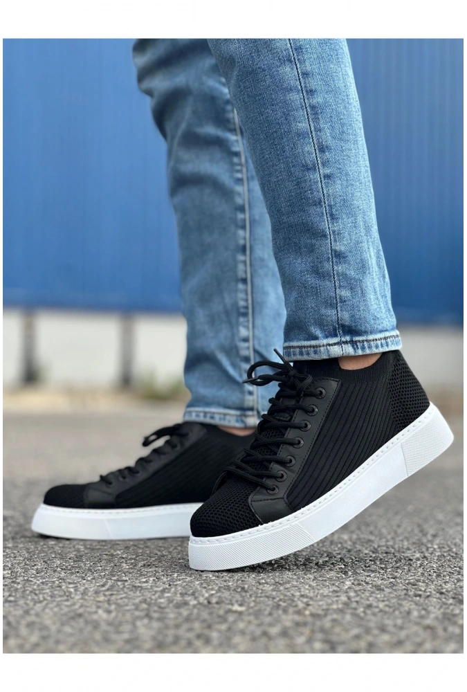 Shoecide Sho2423 Bağcıklı Yüksek Taban Tbt Erkek Ayakkabı Sıyah