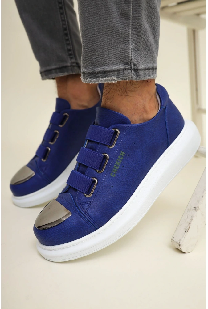 Shoecide Sho251 3 Bantlı Ayna Burun Rahat Taban Cbt Mirror Erkek Ayakkabı Sax Mavı