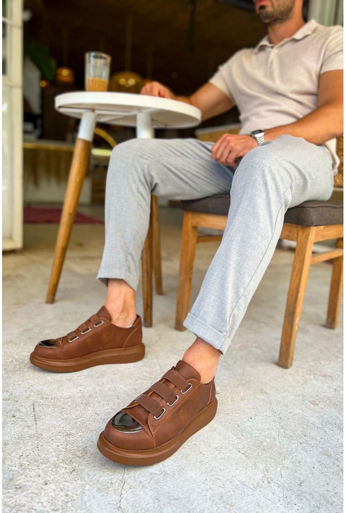 Shoecide Sho251 3 Bantlı Ayna Burun Rahat Taban Crt Mirror Erkek Ayakkabı Taba