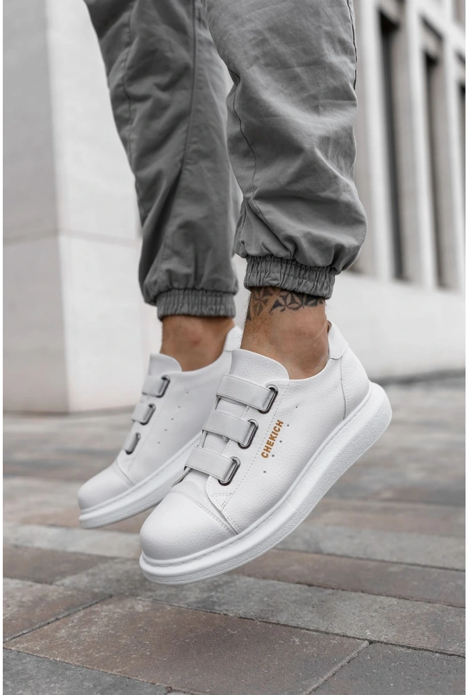 Shoecide Sho253 3 Bantlı Rahat Taban Cbt Mirror Non Erkek Ayakkabı Beyaz