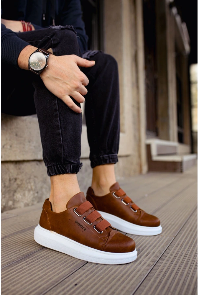 Shoecide Sho253 3 Bantlı Rahat Taban Cbt Mirror Non Erkek Ayakkabı Taba