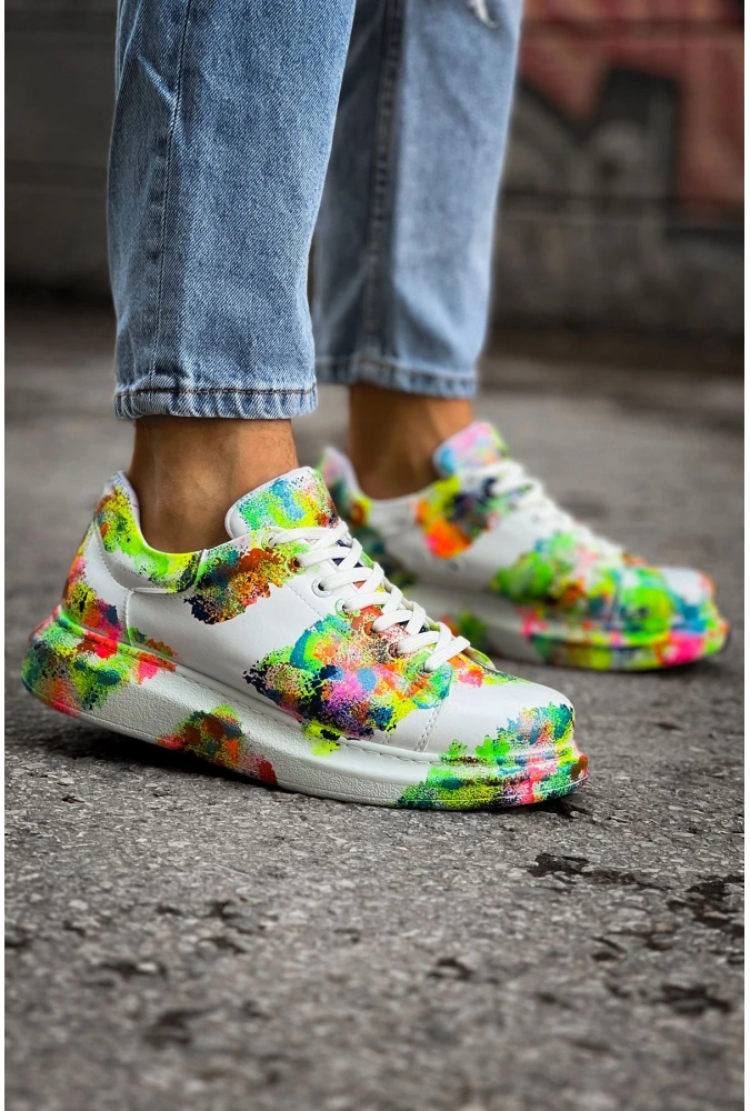 Shoecide Sho254 Bağcıklı Yüksek Taban Özel Tasarım Cbt Pittura Erkek Ayakkabı 550 Colorfull