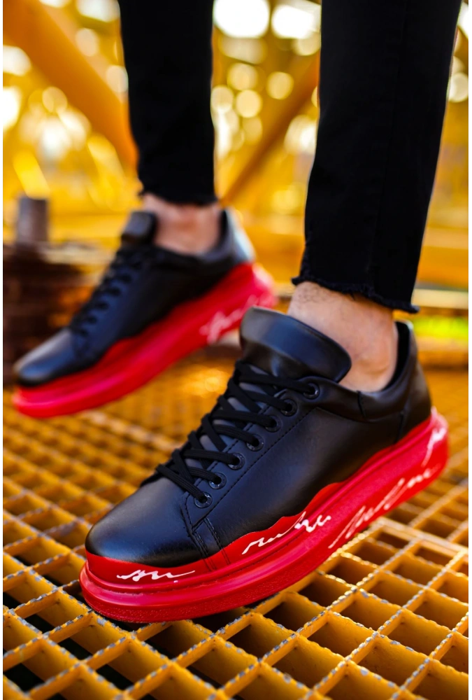 Shoecide Sho254 Bağcıklı Yüksek Taban Özel Tasarım Cst Pittura Erkek Ayakkabı 479 Kırmızı / Beyaz Taban