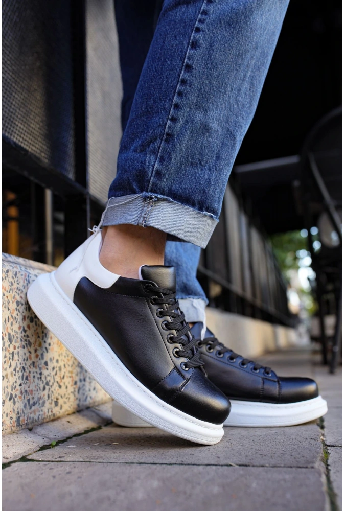 Shoecide Sho255 Bağcıklı Yüksek Taban Cbt Estrella Erkek Ayakkabı Sıyah/beyaz