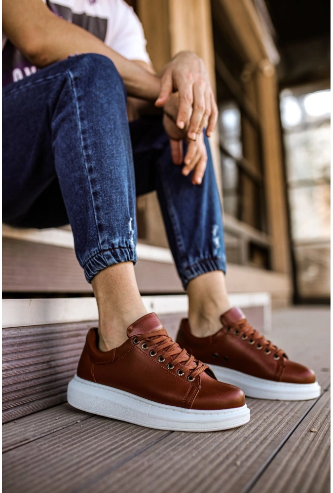 Shoecide Sho257 Bağcıklı Yüksek Taban Cbt Estrella Erkek Ayakkabı Taba