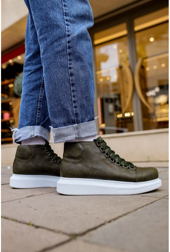 Shoecide Sho258 Bağcıklı Yüksek Taban Cbt Roma Erkek Spor Bot Hakı