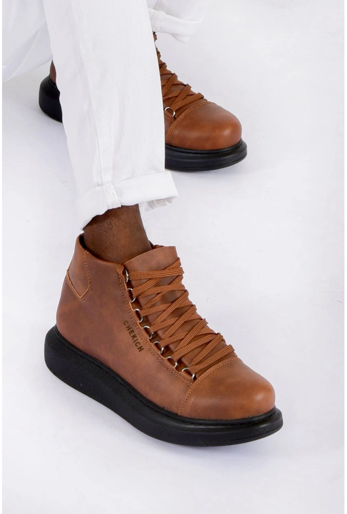 Shoecide Sho258 Bağcıklı Yüksek Taban Cst Roma Erkek Spor Bot Taba