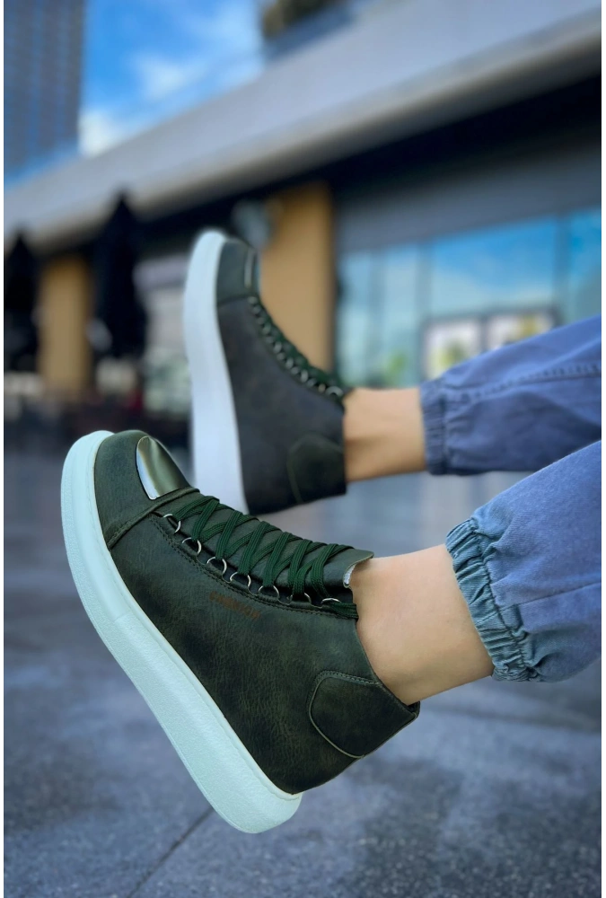 Shoecide Sho267 Bağcıklı Yüksek Taban Cbt Roma Mirror Erkek Spor Bot Hakı