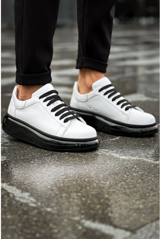 Shoecide Sho295 Bağcıklı Yüksek Taban Özel Tasarım Cst Sollıevo Erkek Ayakkabı Beyaz