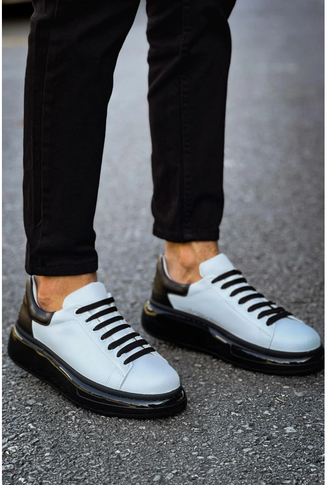 Shoecide Sho295 - Cst Sollıevo Erkek Ayakkabı Beyaz/sıyah