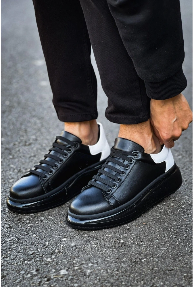 Shoecide Sho295 Bağcıklı Yüksek Taban Özel Tasarım Cst Sollıevo Erkek Ayakkabı Sıyah/beyaz