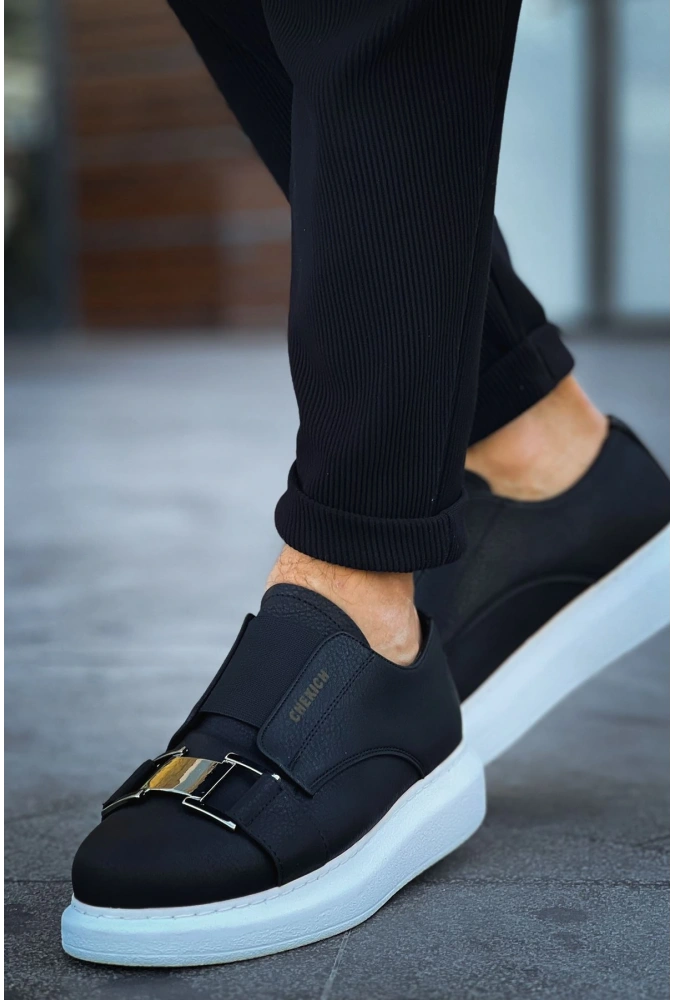 Shoecide Sho297 Lastikli Toka Detaylı Rahat Taban Cbt Erkek Ayakkabı Sıyah