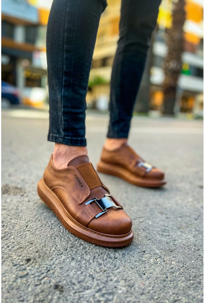 Shoecide Sho297 Lastikli Toka Detaylı Rahat Taban Crt Verona Erkek Ayakkabı Taba