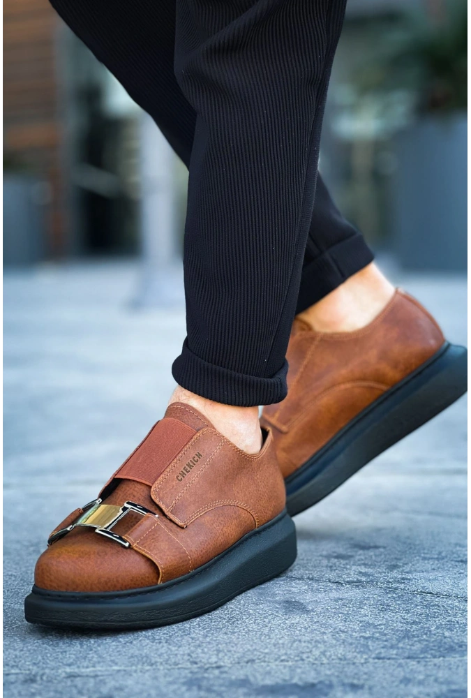 Shoecide Sho297 Lastikli Toka Detaylı Rahat Taban Cst Verona Erkek Ayakkabı Taba