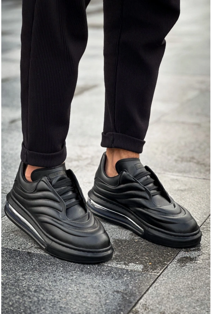 Shoecide Sho299 Lastikli Yüksek Taban Fst Sollıevo Erkek Ayakkabı Sıyah