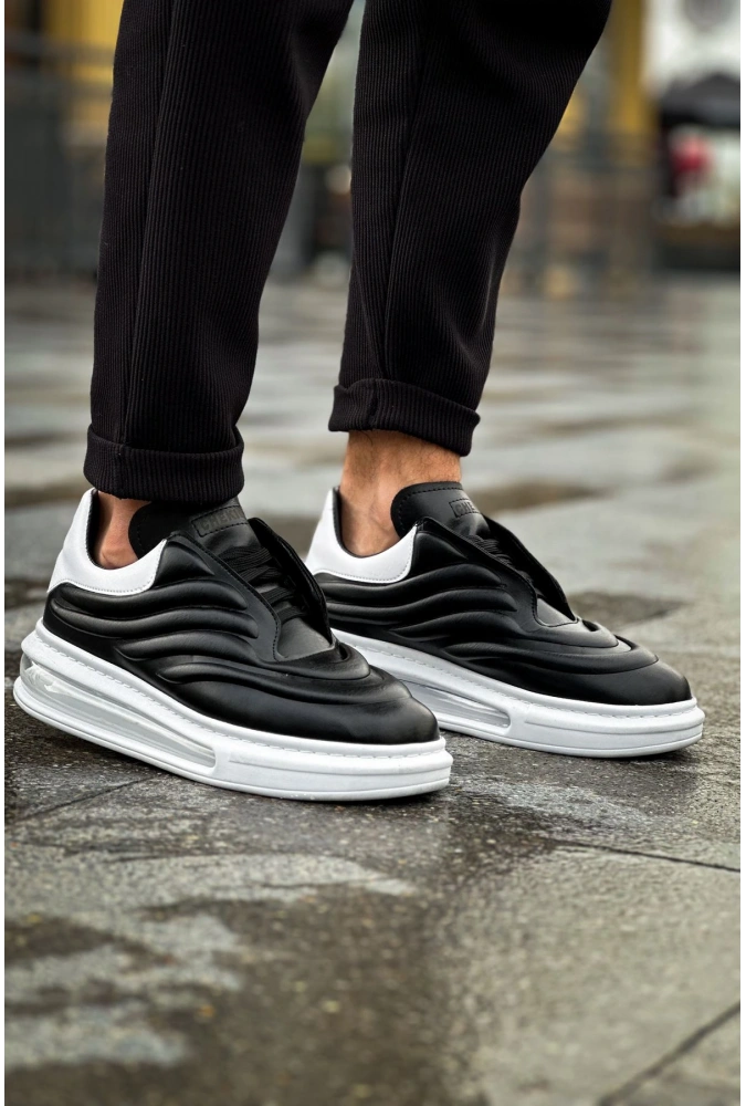 Shoecide Sho299 Lastikli Yüksek Taban Gbt Sollıevo Erkek Ayakkabı Sıyah/beyaz