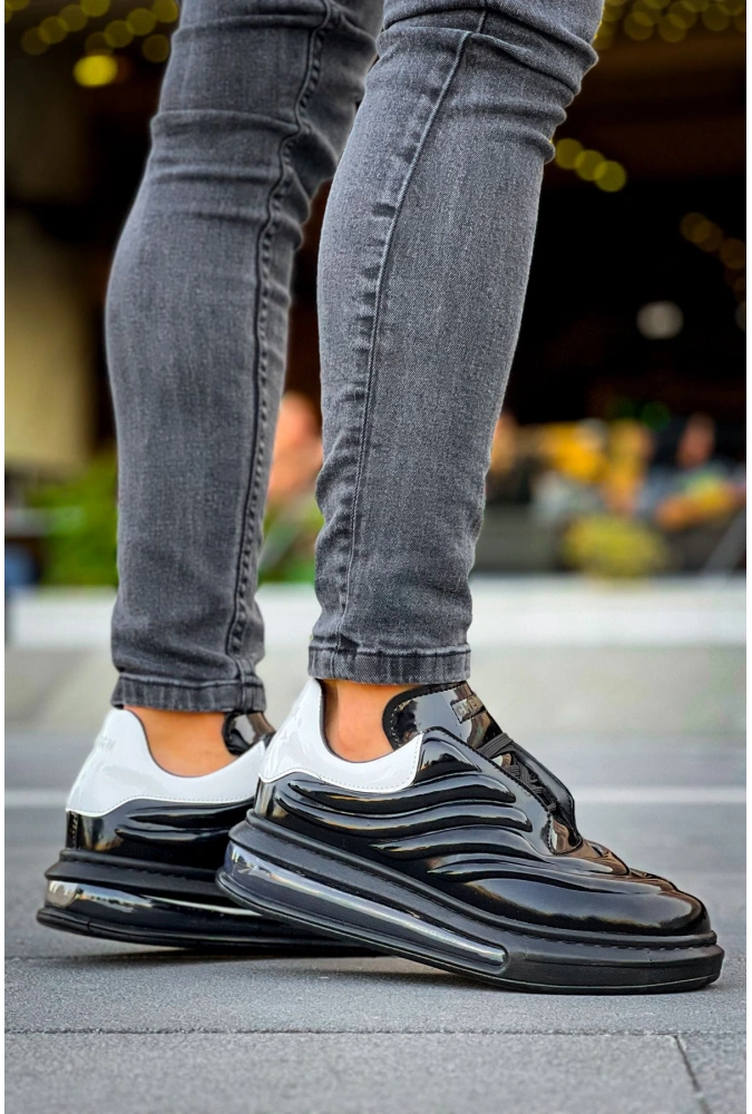 Shoecide Sho299 Lastikli Yüksek Taban Grt Sollıevo Erkek Ayakkabı Sıyah/beyaz