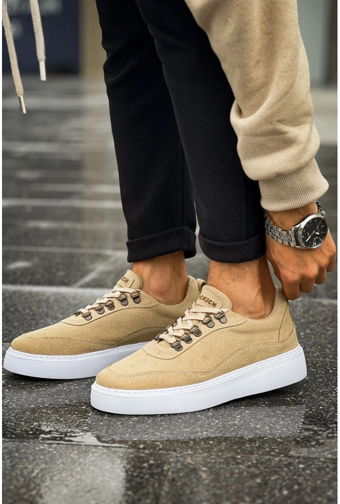 Shoecide Sho319 Bağcıklı Yüksek Taban Stamina Sbt Erkek Ayakkabı Kum