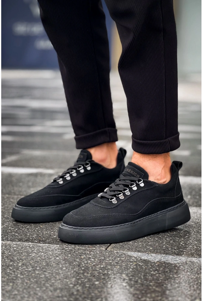 Shoecide Sho319 Bağcıklı Yüksek Taban Stamina Sst Erkek Ayakkabı Sıyah